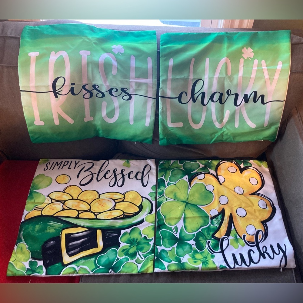 NEW St. Patrick's Day Pillow Covers 18” x 18” Set of 4